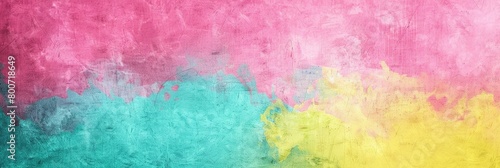 Colorful pink, yellow and turquoise gradient noisy grain background texture