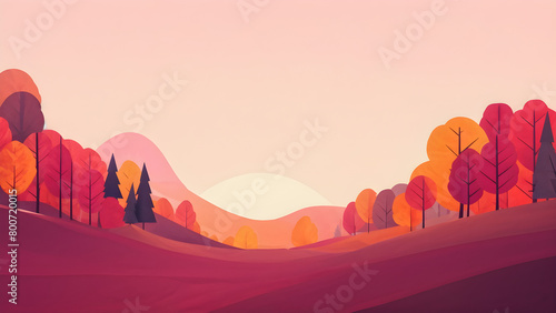 cartoon vector style landscape in muted hues