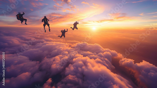 Sunset Skydiving Adventure - Exhilarating Group Formation photo