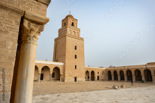 Courtyard of Great Mosque of Kairouan (Mosque of Uqba), in city of Kairouan, Tunisia