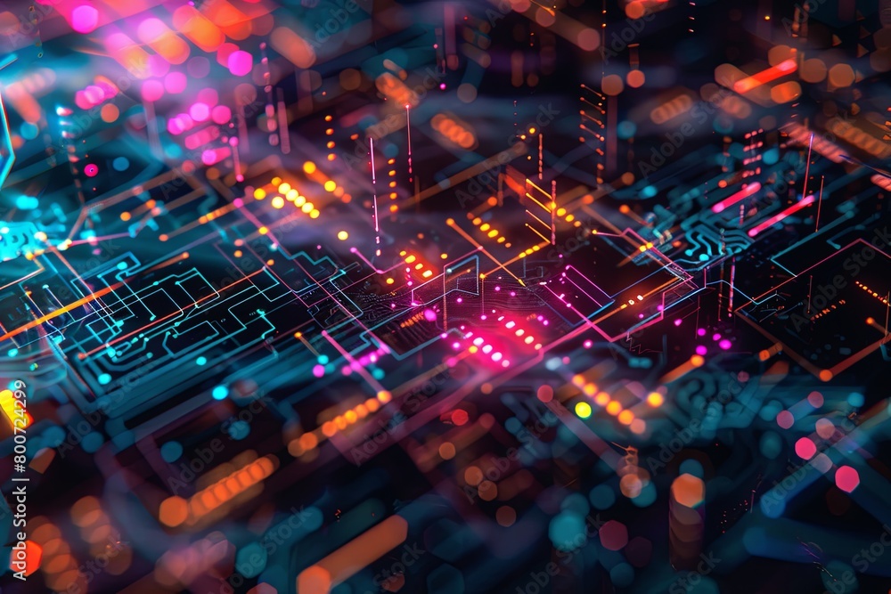 Obraz premium Digital Transformation, System Engineering and Programming Abstract Background AI Generated Illustration