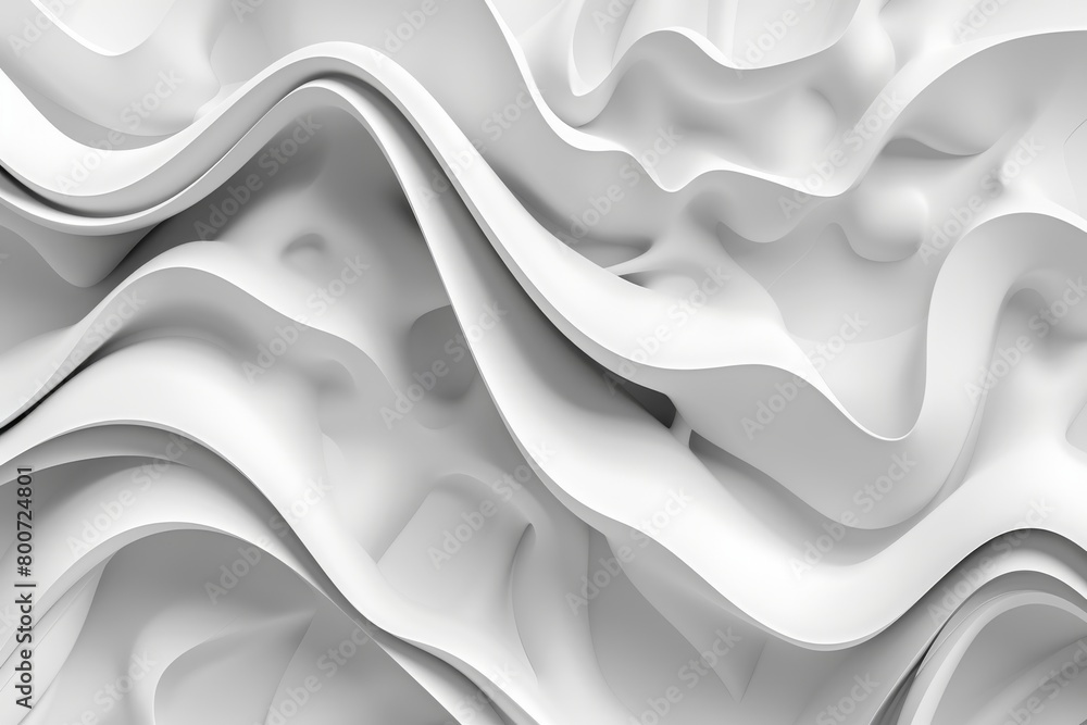 Fototapeta premium Abstract white 3D wavy background.