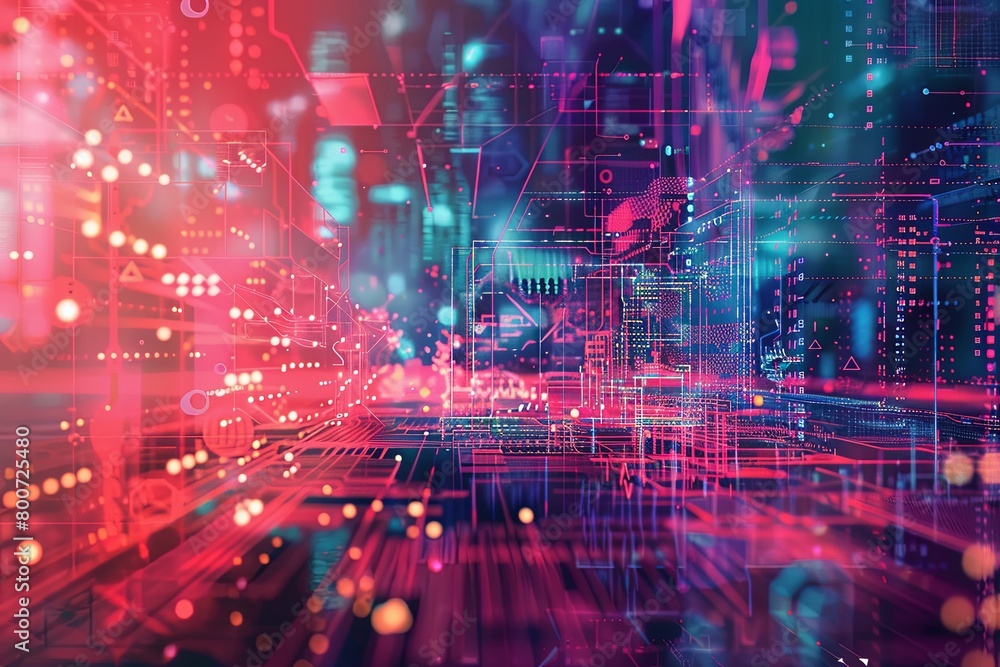 Obraz premium Digital Transformation, System Engineering and Programming Abstract Background AI Generated Illustration