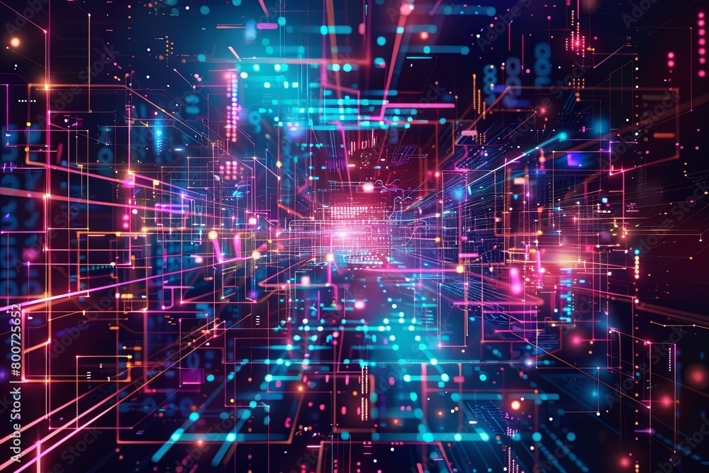 Fototapeta premium Digital Transformation, System Engineering and Programming Abstract Background AI Generated Illustration