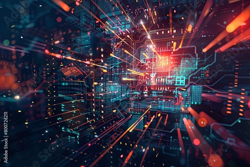 Digital Transformation, System Engineering and Programming Abstract Background AI Generated Illustration