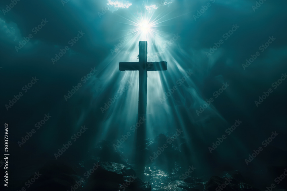 Fototapeta premium Christian Greeting Card Template Background, Generative AI