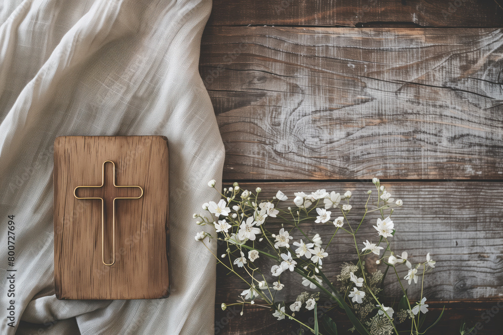 Fototapeta premium Christian Greeting Card Template Background, Generative AI