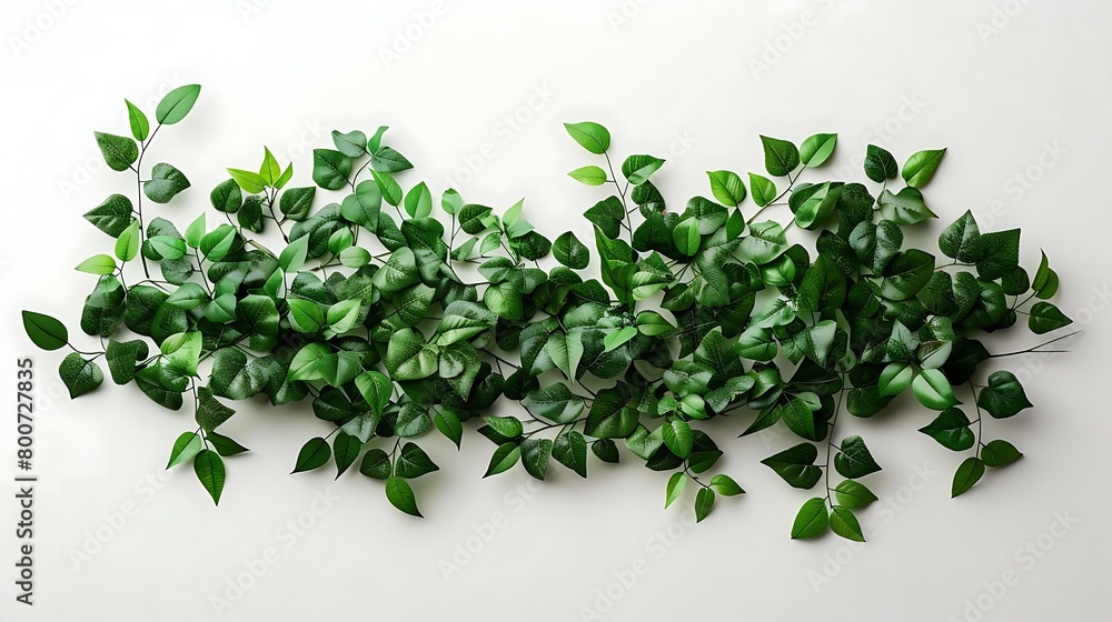 top view of green foliage arrangement on blank isolated background top view of green foliage arrangement on blank isolated background