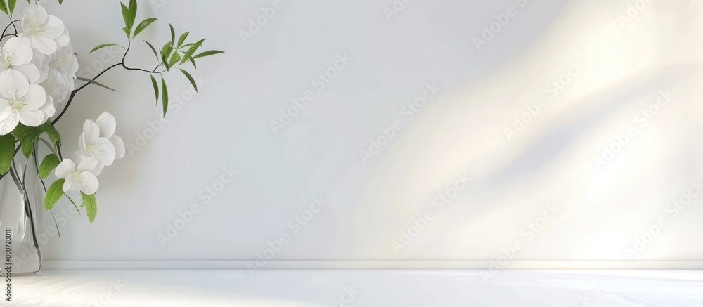 The background is a plain white wall with decorative vases and plants on the table The background is a plain white wall with decorative vases and plants on the table