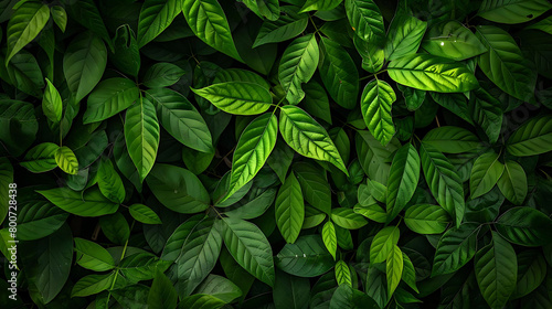top view of vibrant green foliage on plain background photo