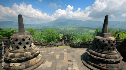 Borobudur Temple, Java island, Indonesia.Ai generated photo