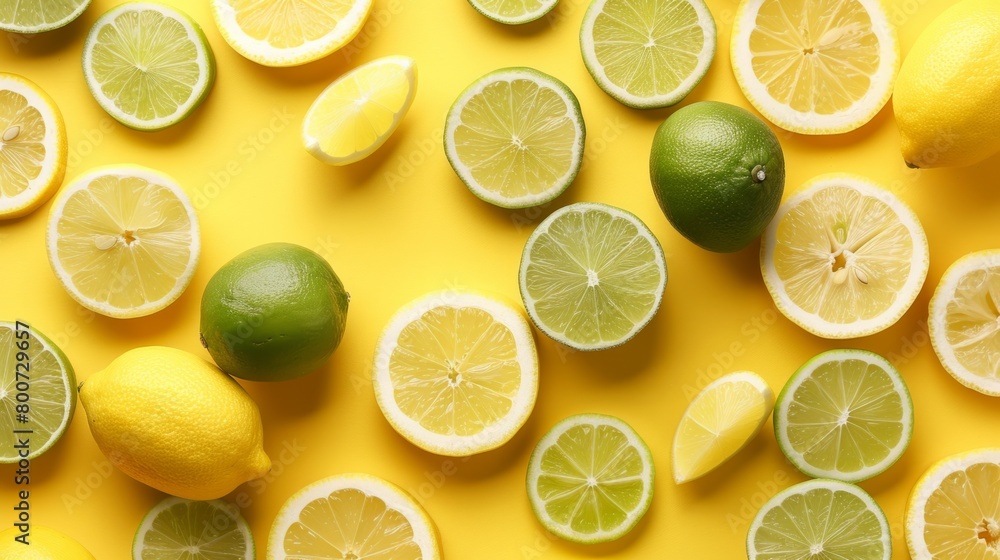 citrus slices on yellow background generative ai citrus slices on yellow background generative ai