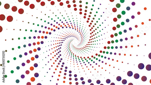 Espiral de círculos de colores sobre fondo blanco