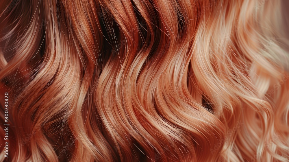 Closeup of strawberry blonde hair texture with soft waves Closeup of strawberry blonde hair texture with soft waves