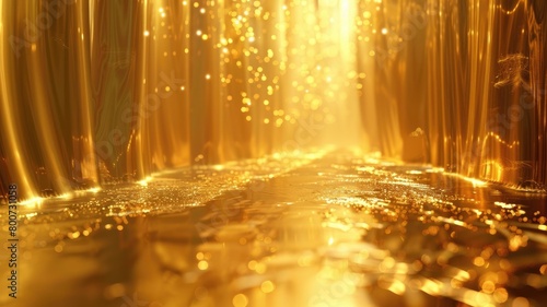 Golden sparkling background with light effects and glitter photo