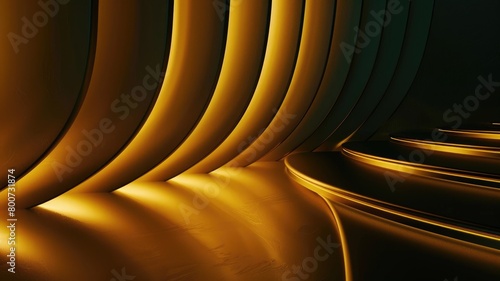 Abstract golden curves with smooth, reflective surface creating luxurious feel photo