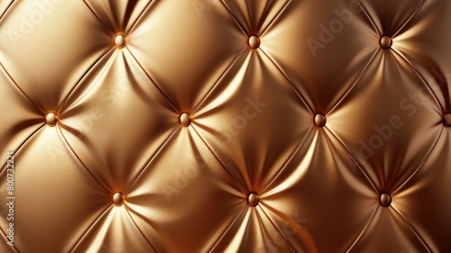 Luxurious golden textured upholstery pattern with buttoned details photo