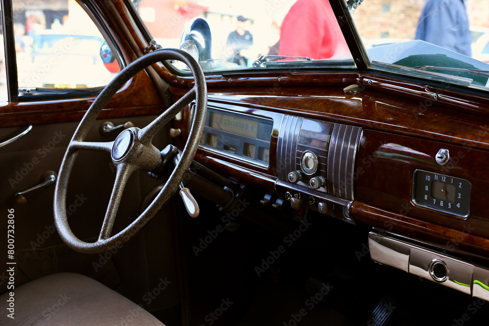 Obraz premium interior of a classic vintage luxury car