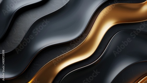 Abstract black and gold wave pattern with luxurious, smooth, modern design