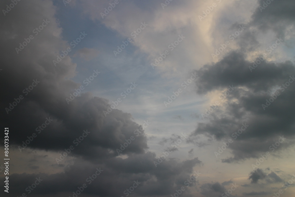 Stormy rain clouds background. Dark sky