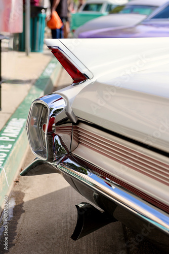 closeup detail of the rear of a vintage car