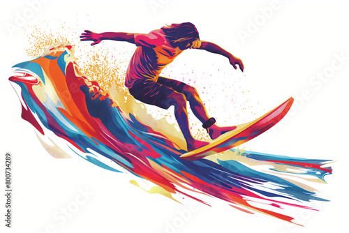 Poster of epic surfing freestyle in minimalist abstract multicolour illustration