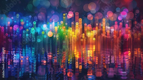 a colorful array of lights, including red, green, blue, yellow, and white, illuminate the scene