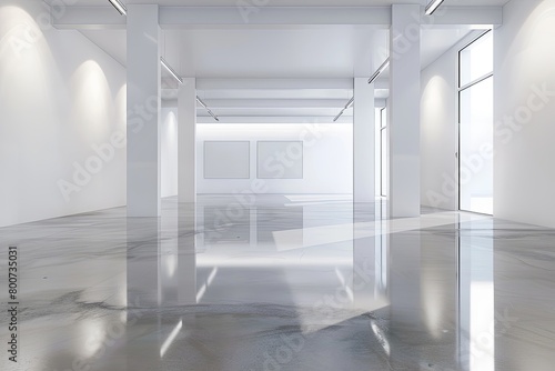 White Space Design  Modern Luxury Gallery with Reflective Floors