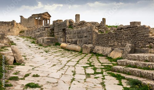 Panorama of Dougga, ancient Roman town in North-west region of Tunisia photo