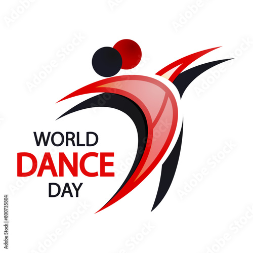 Dance Day logo 2 dancing people, vector art illustration.