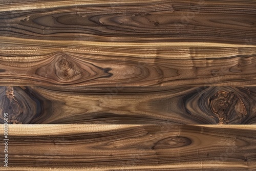 Horizontal Grain Walnut Wood Elegance: Stylish Surfaces Exhibit Natural Tree Design