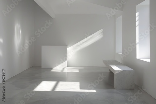 Modern Minimalist Geometry  The Art of Light and Shadow in White Studio Interiors