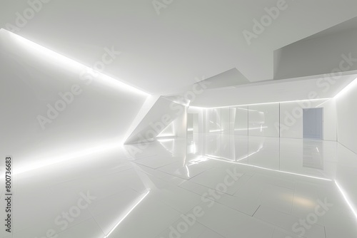 Geometric White Space: Modern Light Office in Minimalist Architectural Interior