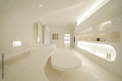 Minimalist White Room Spa: Showcase Design in Bright Contemporary Apartment Loft