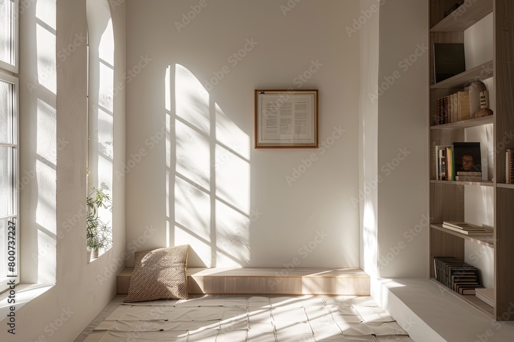 Fototapeta premium White Shadow: The Art of Light & Minimalism in Contemporary Interiors