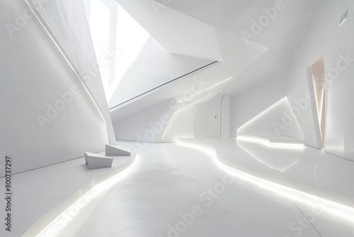 White Minimalistic Room  Modern Luxury Spa with Geometric Bright Interplay