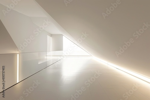 Minimalistic Elegance: White Room Interior with Geometric Backlighting