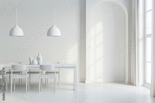Clean White Background: Luxury Dining Set Presentation in Modern Minimalist Loft Concept