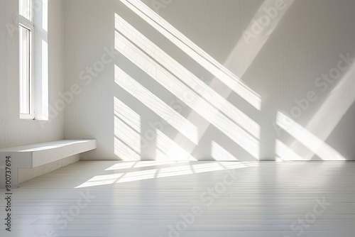 White Light Geometry: Contemporary Interior Design Concept with Diagonal Shadows