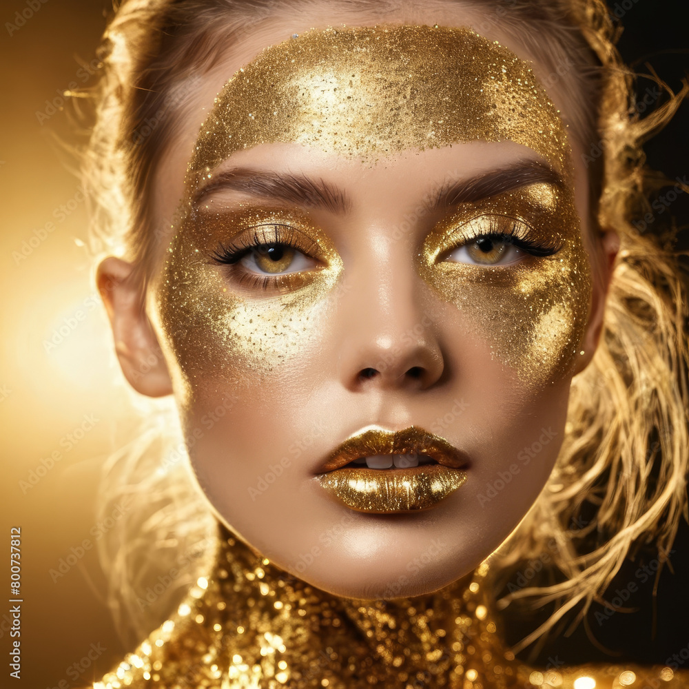 portrait of a woman with golden makeup portrait of a woman with golden makeup