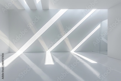 Clean White Lounge: Contemporary Diagonal Light Shafts Gallery