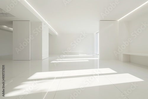 White Minimalistic Dining Space Showcase: Luxury Interplay of Light in a Gallery Home