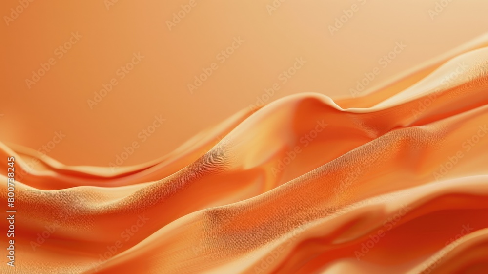 Obraz premium Silky orange fabric with smooth, flowing waves and soft folds creating abstract background