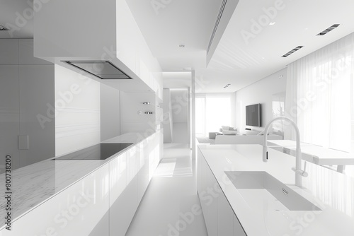 Monochromatic Luxe: Contemporary Space in White - Modern Kitchen Architecture