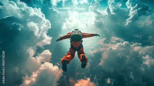 Wallpaper Mural Daring Aerial Acrobatic Maneuver During Skydiving Jump Showcasing Graceful Body Contortions and Exhilarating Mid Air Motion Torontodigital.ca