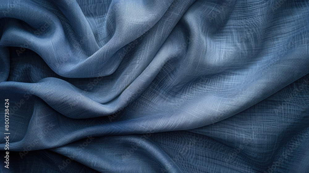 Close-up of textured blue fabric with soft folds Close-up of textured blue fabric with soft folds