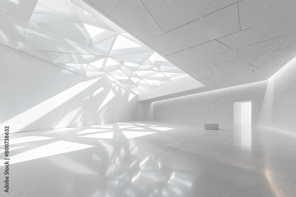 Obraz premium Space-White Minimalism: Bright Geometric Art Studio with Natural Lighting
