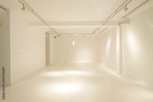 Minimalistic White Space: Geometric Elegance Under Minimalist Track Lighting