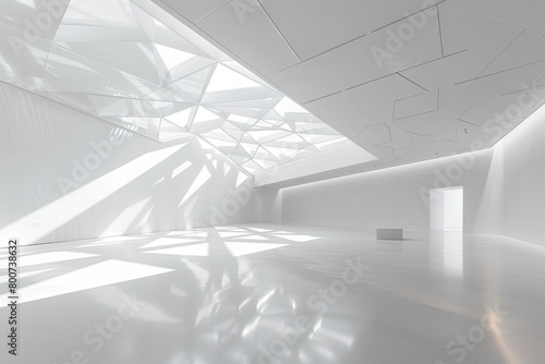 Space-White Minimalism: Bright Geometric Art Studio with Natural Lighting