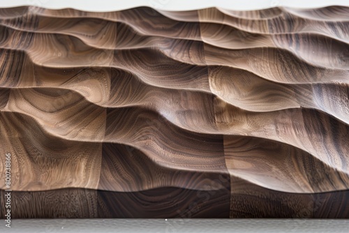 Textured Walnut Wood Panels: Ceramic Sophistication in Bespoke Furniture Design